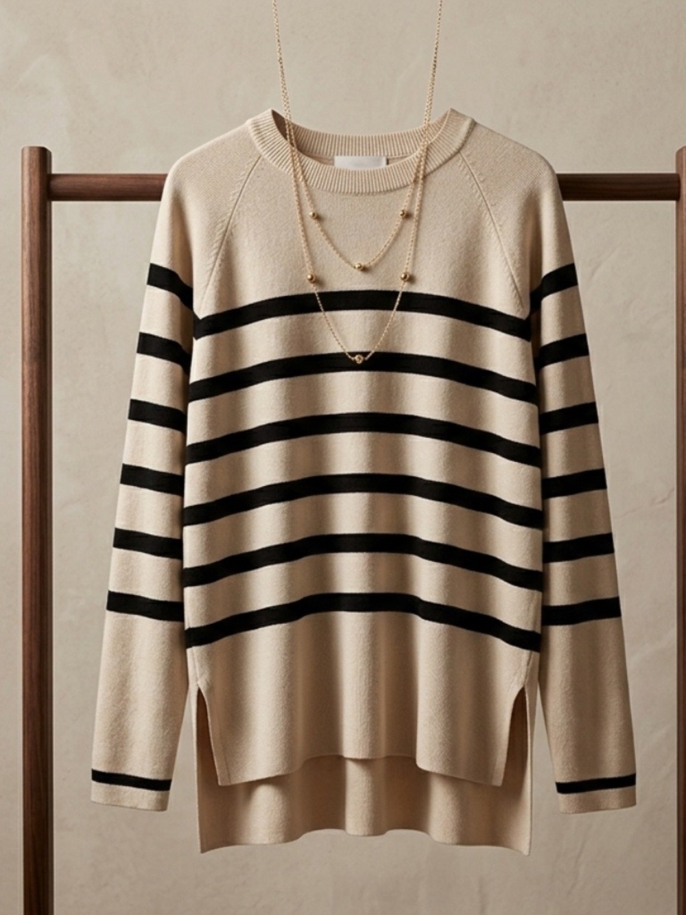Noisy May Cream Black Striped Knit Top Oversized Small